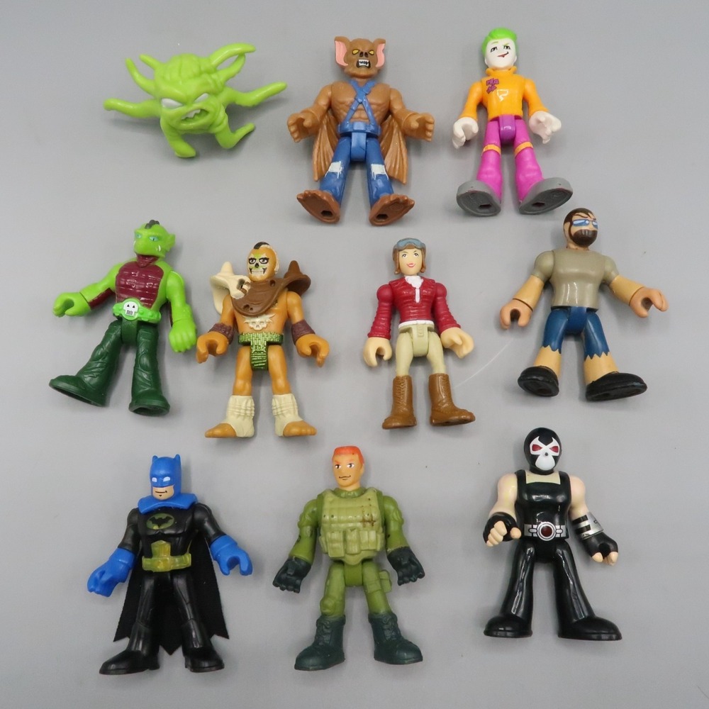 Imaginext Figures Lot Of 10 DC Marvel Joker Man-Bat Caveman Batman Bane